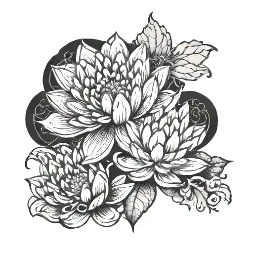 Chrysanthemum And Lotus Flower Blooming