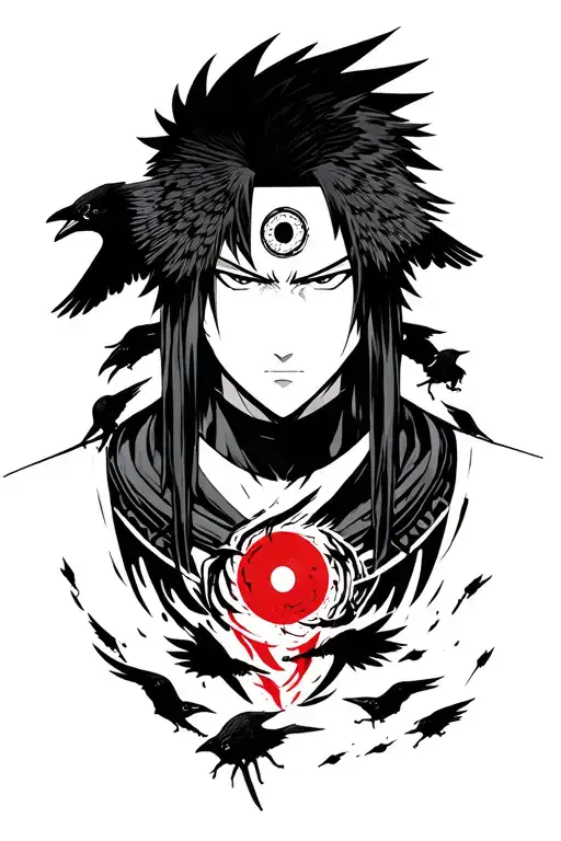 Mangekyo Sharingan Uchiha Sasuke With Crows