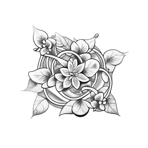 Wild Flower Leaf Vine Half Sleeve