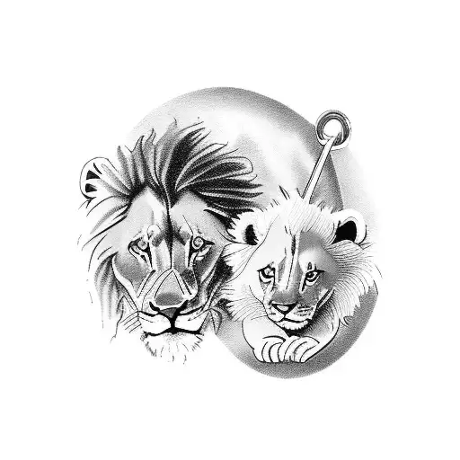 Lion And Cub Pocket Watch