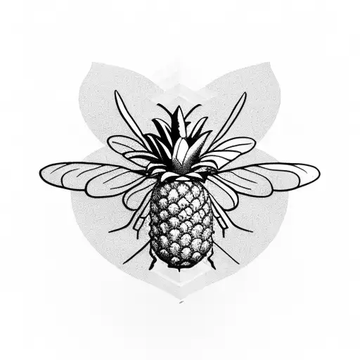 Honey Bee And Pineapple Combination