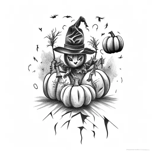 Full-bodied Scarecrow With Pumpkin