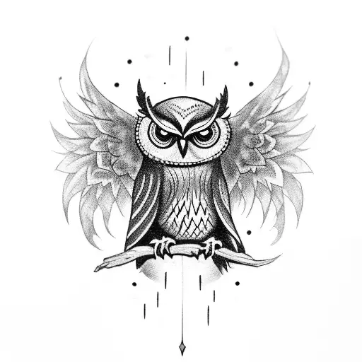 An Dark Owl Witch Stretched Wings Carrying A Lantern