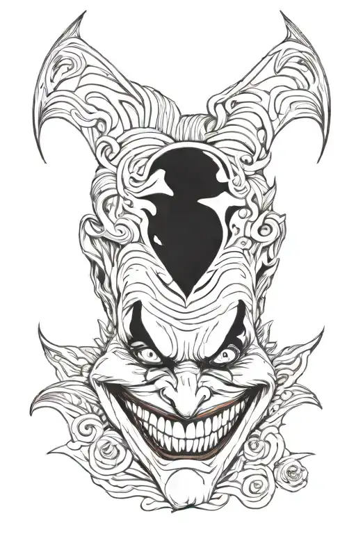 Joker Heavy Smile Realistic Blackwork Tattoo Design
