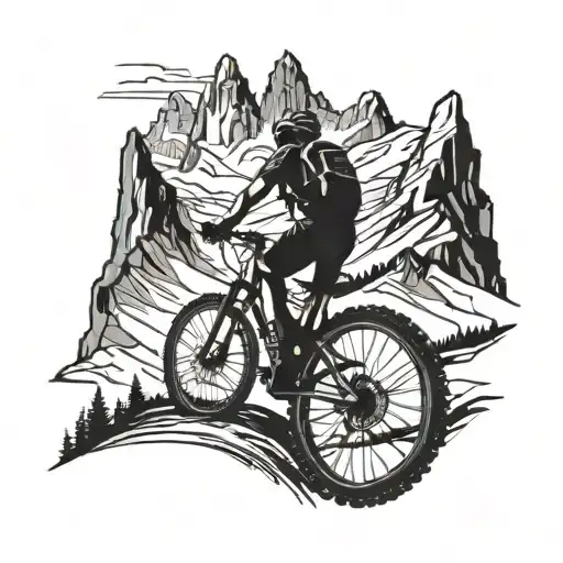 A Mountain Bike Silhouette Riding Through The Dolomites