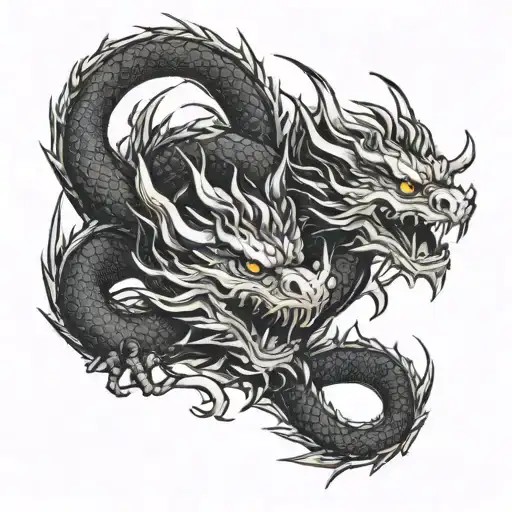 Twin Dragon Chest Tattoo Design