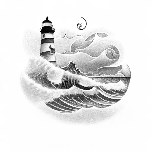 Lighthouse With Waves In Front
