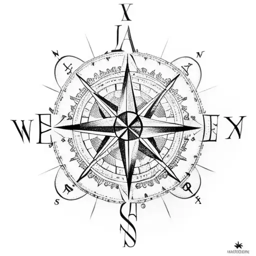 A Compass Rose Surrounded By Intricate Map Lines