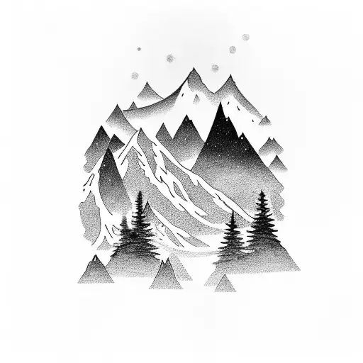 Mountain Range With The Northern Lights