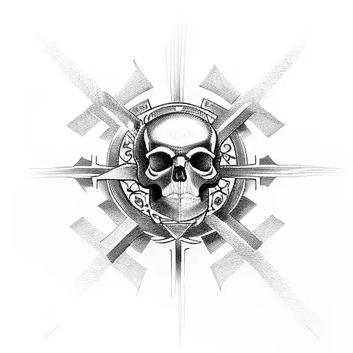 Christian Cross With Skull