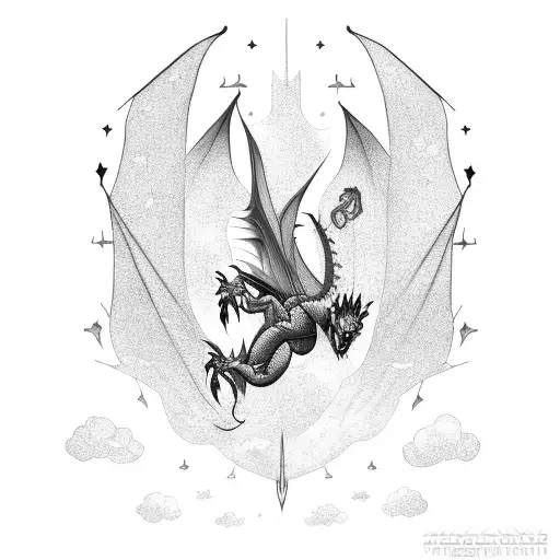 A Fierce Dragon Flying In The Nightsky