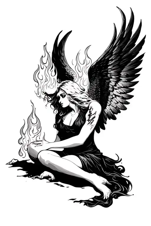 Fallen Angel With Fire In Eyes