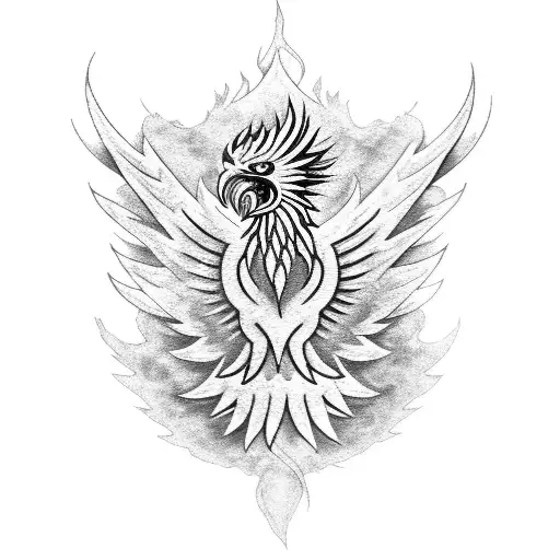 Mechanical Phoenix Rising From A Burning Building