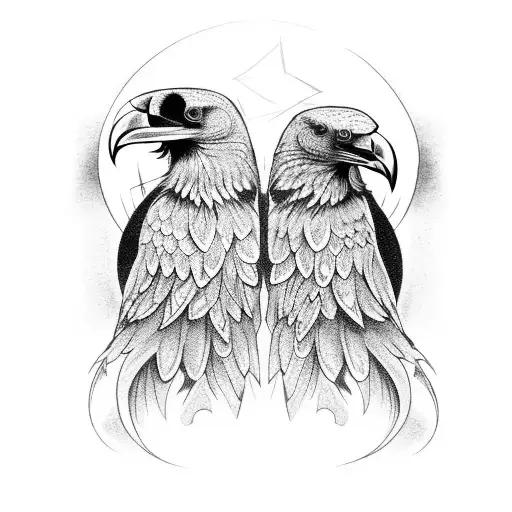 Twoheaded Raven With A Pentagram