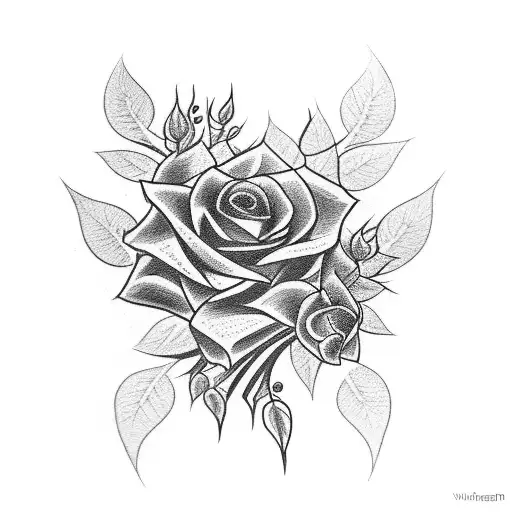 Thorns With Roses Intertwined Whole Forearm From Light To Dark