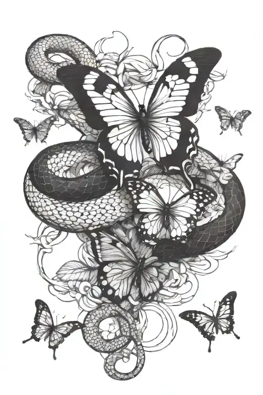 Snake And Butterfly Flying
