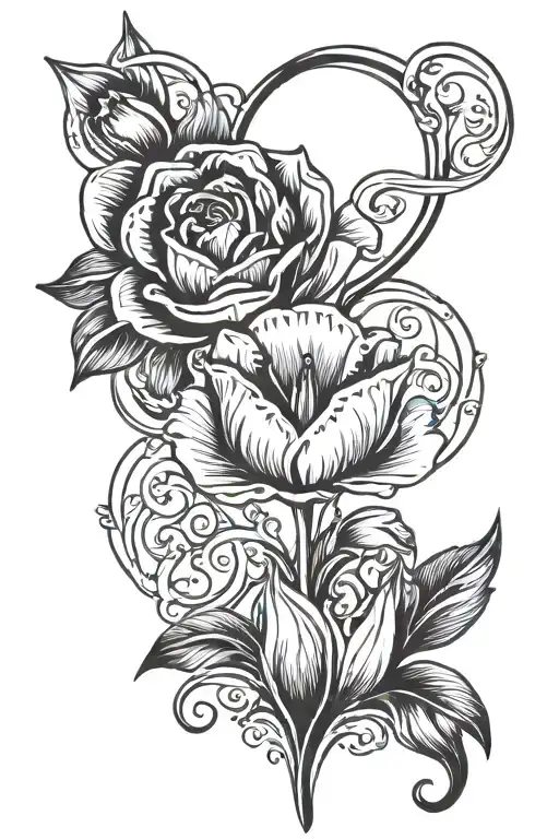 Infinity Symbol And Tulip Flower Simple