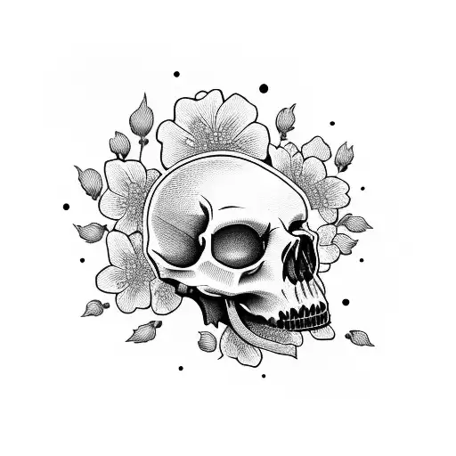 Cherry Blossom Skull