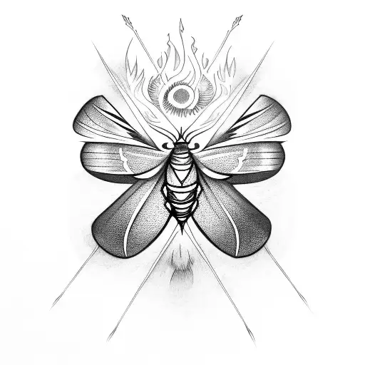 A Moth With One Wing On Fire