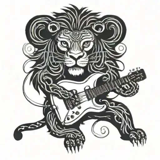 A Lion Playing An Electric Guitar