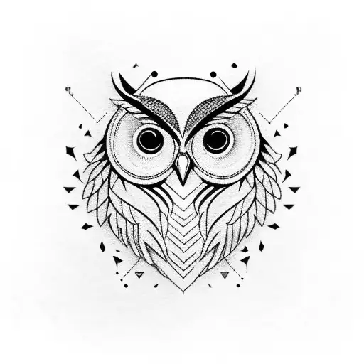 Owl Skull With Geometric Shapes