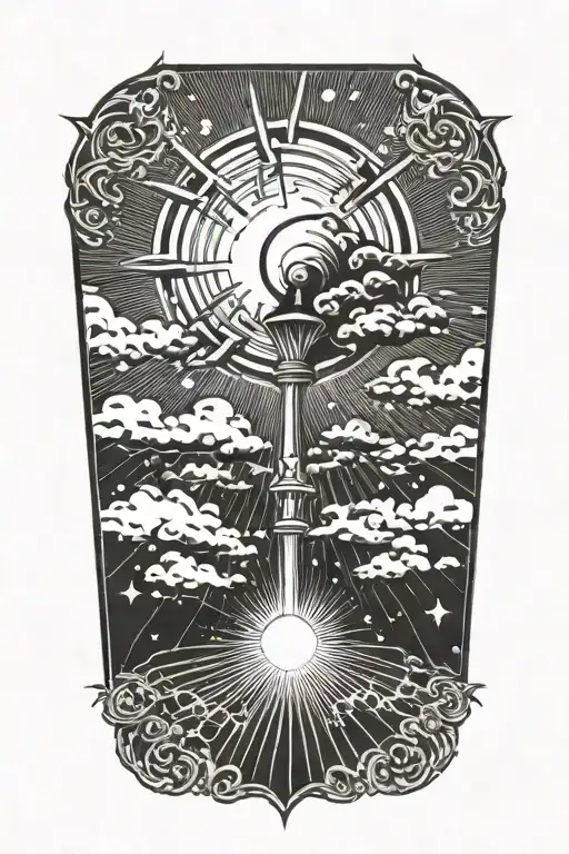 Sun Rays And Lighting Storm