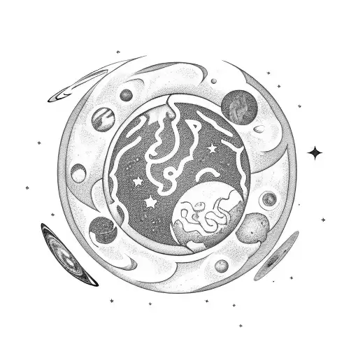 A Celestial Family Portrait With Each Member Representing A Planet Or Star