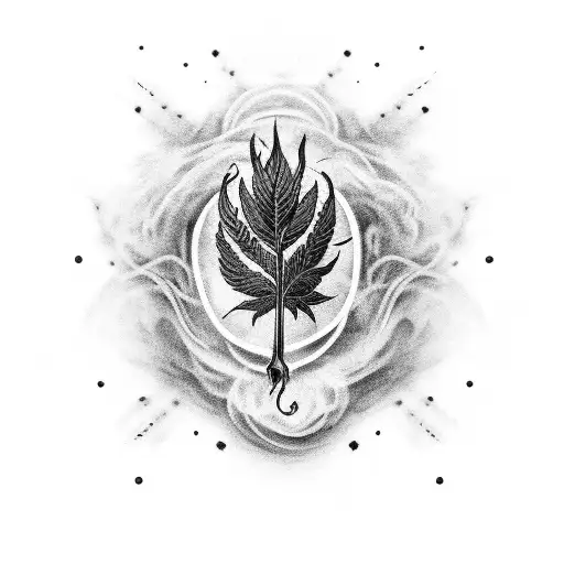 A Smoking Gun Surrounded By Swirling Smoke And Weed Leaves