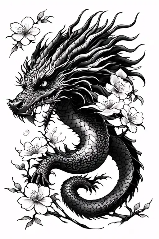 Sakura Dragon With Cherry Blossom Half Sleeve