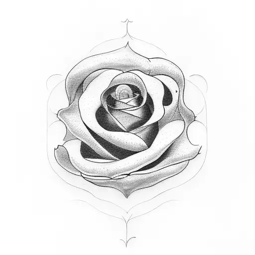 A Blackwork Tattoo Of Alma's Name In A Calligraphy Font Intertwined With A Blooming Rose