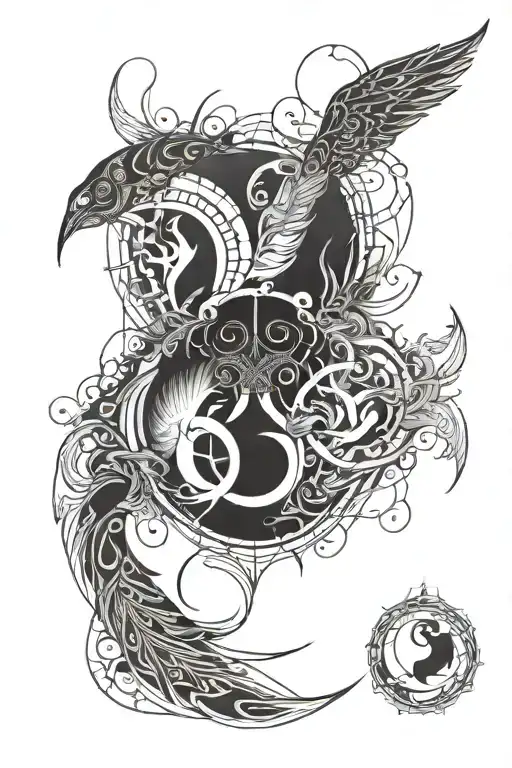 Abstract Mystical Tattoo Reflecting The Wisdom Of The Human Soul And Its Rebirth