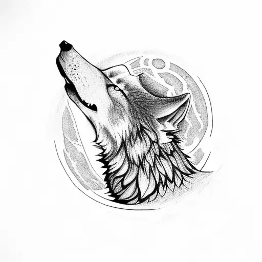 A Wolf Howling At The Moon Which Symbolizes Strength And Courage