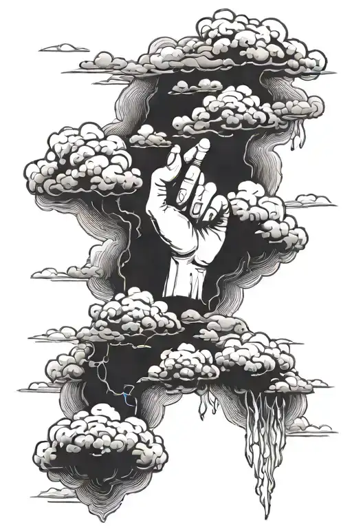 Rest In Peace With Hands To Cloud Filled Sky