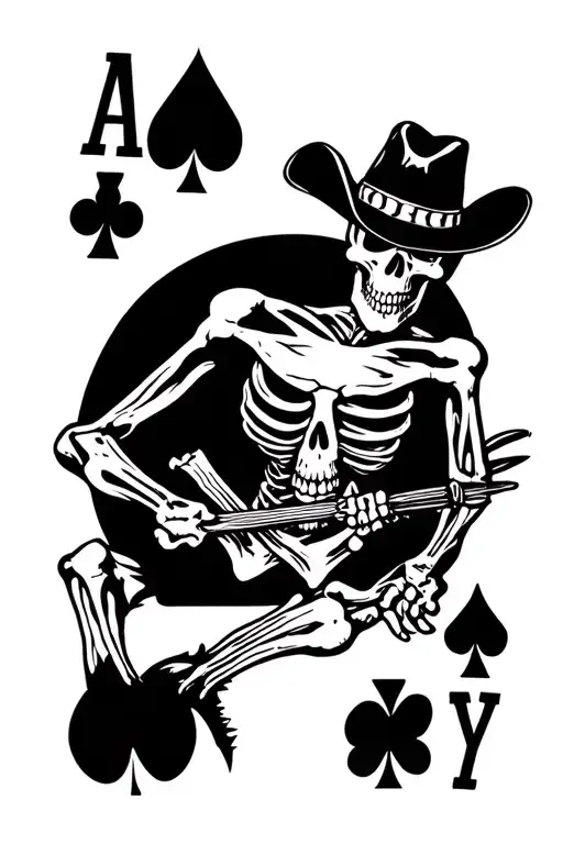 Cowboy Skeleton Playing Cards Forming The Shape