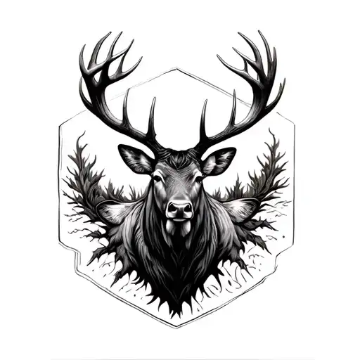 Elk Black With Antlers