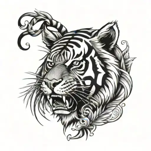 Tiger Polynesian Tattoo Design