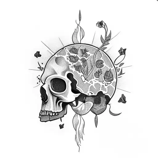 Plants Growing From A Broken Skull