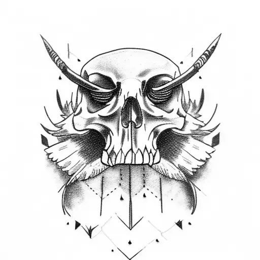 A Smoking Raven Perched On A Skull In The Moonlight