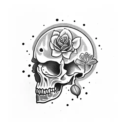 Broken Skull With Flowers Growing From It