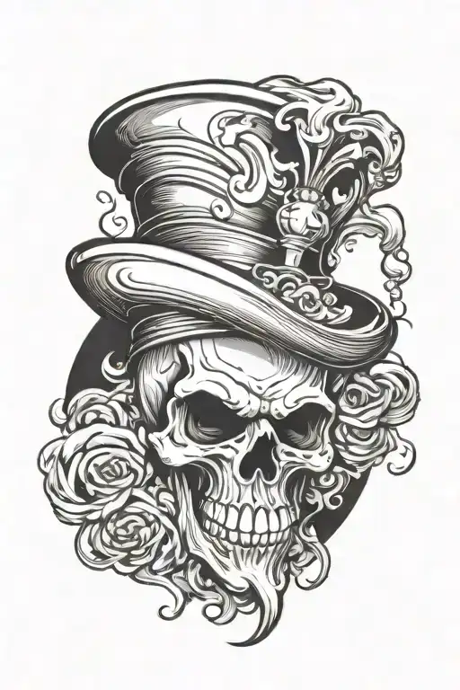 A Skull Wearing A Jester Hat Surrounded By Swirling Smoke