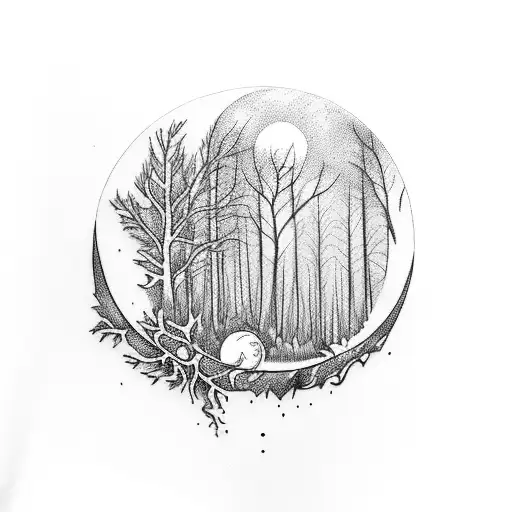 Enchanting Forest Scene With A Mystical Moon Casting A Spell