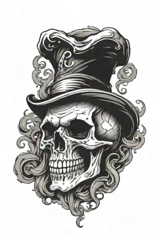 A Skull Wearing A Jester Hat Surrounded By Swirling Smoke