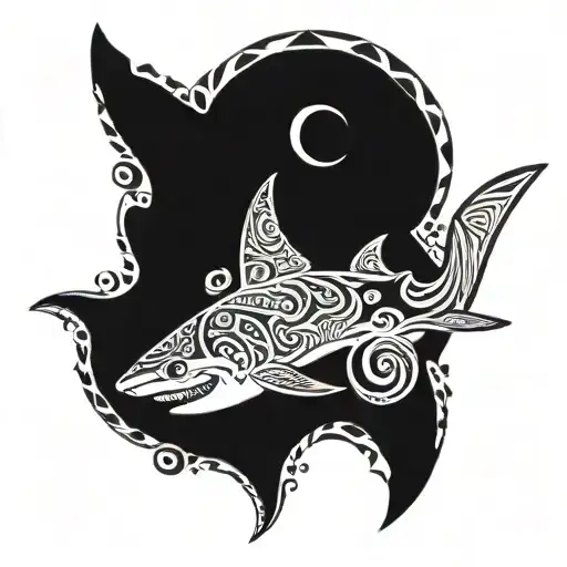 A Polynesian-inspired Shark Design With Celestial Elements