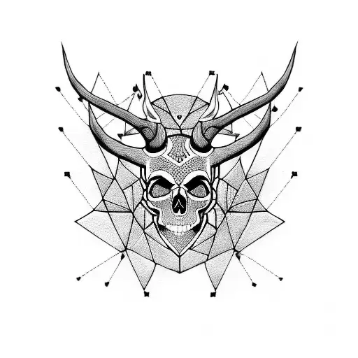 Skull With Geometric Patterns Forming The Shape Of Horns