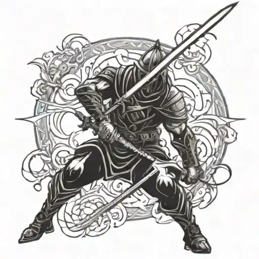 Fierce Warrior Training With A Mystical Sword