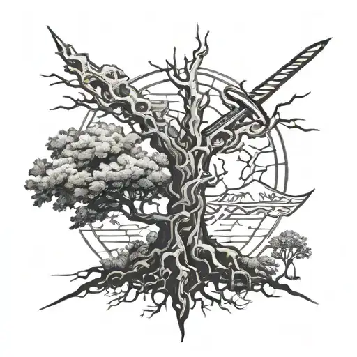 Lightning And Tree And Sword