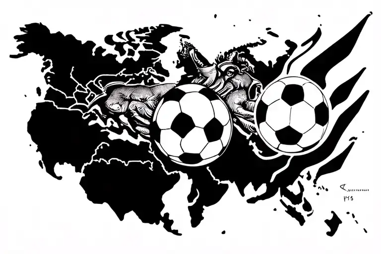 Fanatico Of A Club With A Cranfire A Soccer Ball And The Map Of The Continent