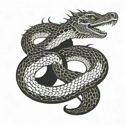 Yin Yang Symbol With A King Cobra As The Yang And A Mongoose As The Yin