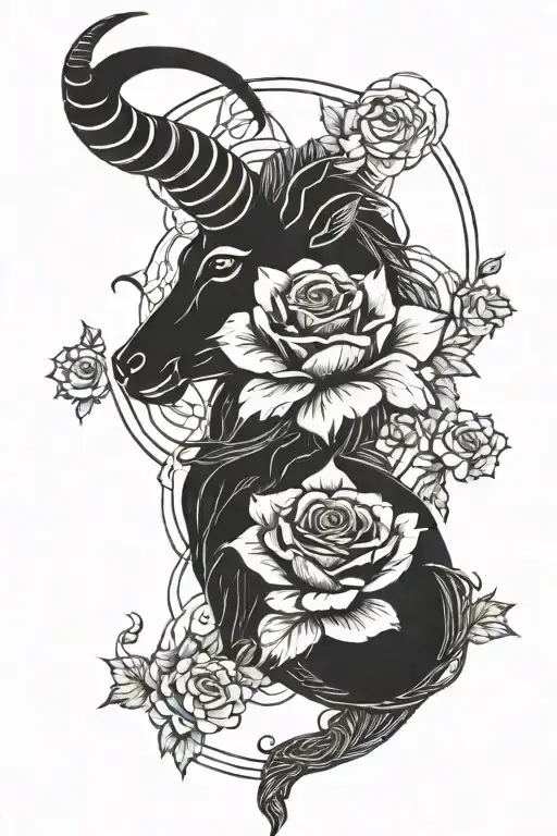 Capricorn With Roses Blooming