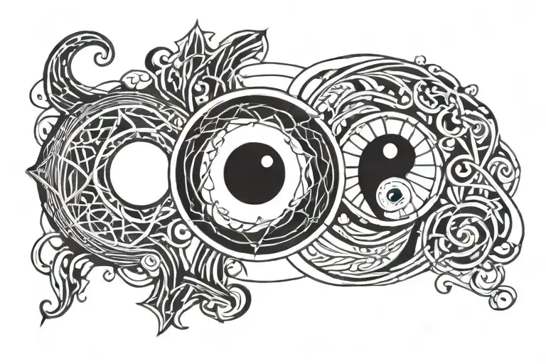 Geometric Design Incorporating Ying Yang Symbol Intertwined